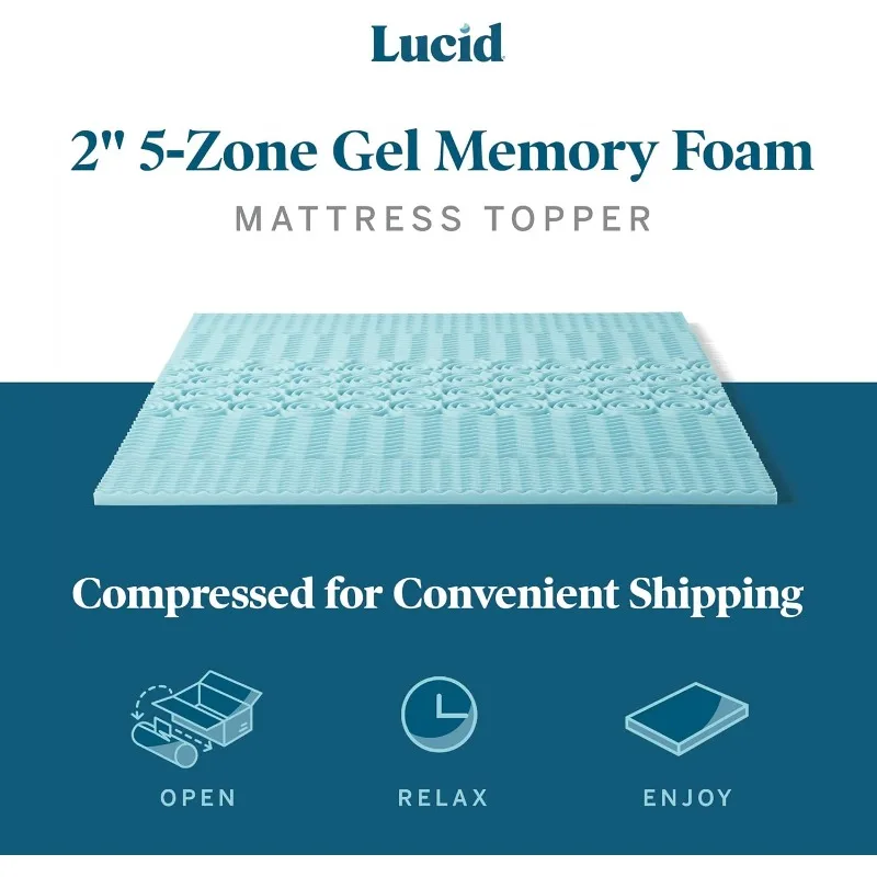 2 Inch Mattress Topper Queen Memory Foam Mattress Topper Queen 5 Zone Gel Infusion CertiPur Certified Foam