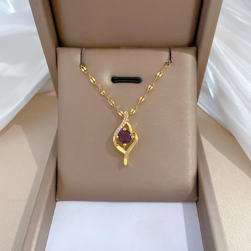 Violet Infinity Pendant Necklace for Women, Elegant and Light Luxury Niche Design