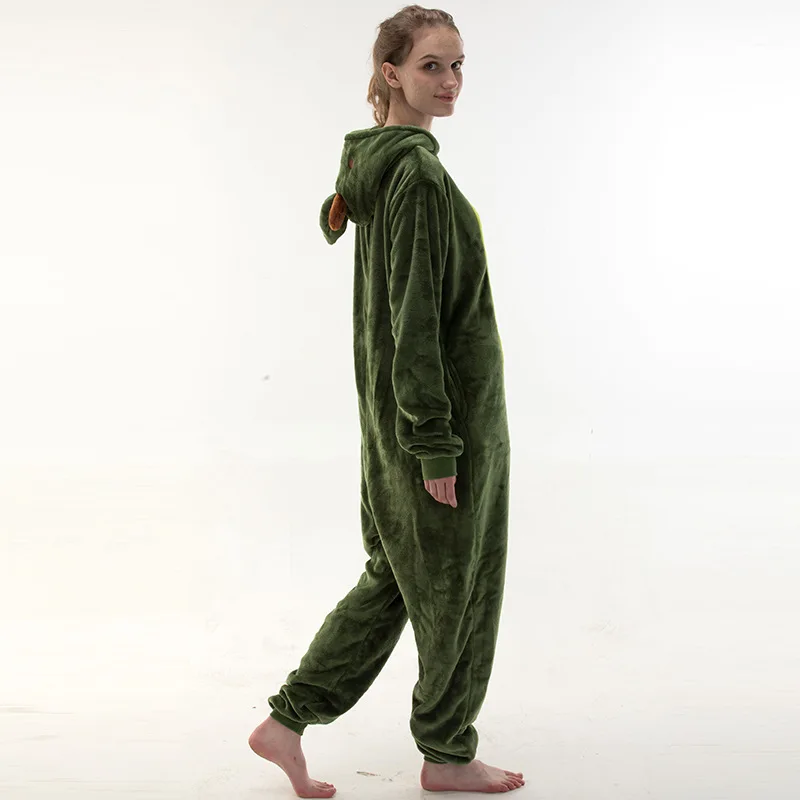 Avocado One-piece Pajamas Long-sleeved Cartoon Green Pajamas Loose Casual Loungewear Autumn Winter Adult Homewear