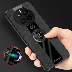 Magnetic Holder Case For Huawei Mate 50 Pro 40 30 Luxury Leather Phone Cover For Huawei Mate50 50Pro 40Pro Plus Stylish Bumper