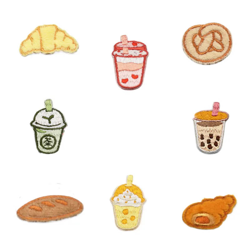 Small Cartoon Embroidery Stickers, Food Bread Patches, Clothes, Bags, Scarf, DIY Decorative Pattern Stickers, Self-adhesive