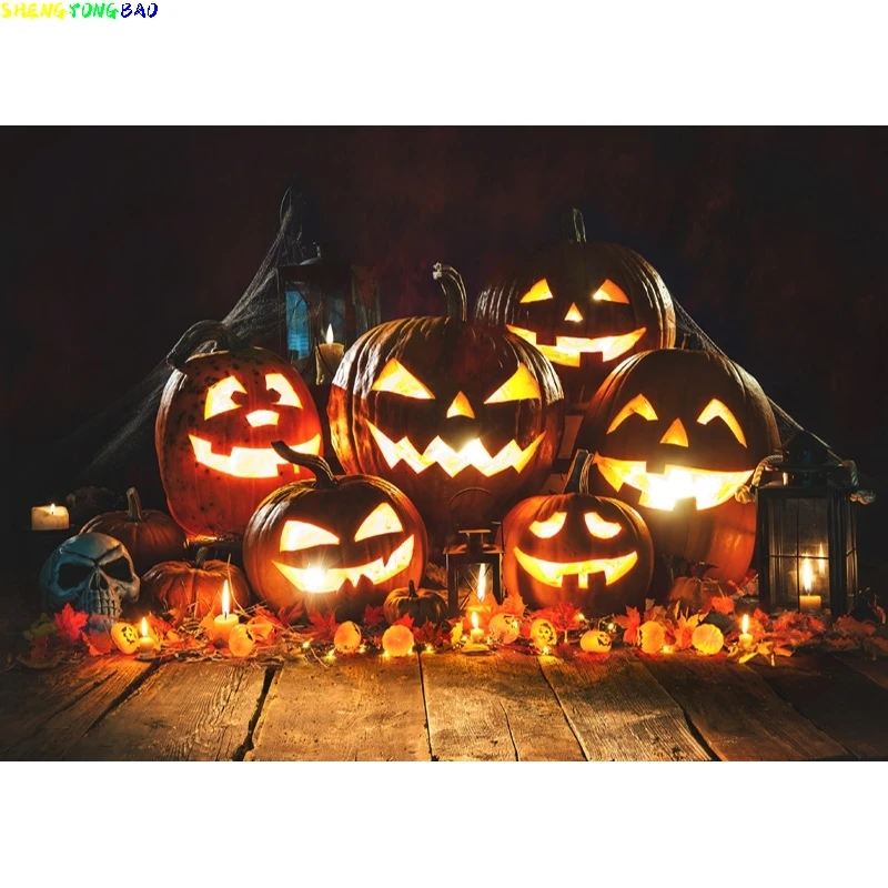 Halloween Backdrop Tombstone Castle Pumpkin Lantern Moon Baby Portrait Photography Background For Photo Studio Props 1911CXZM-57