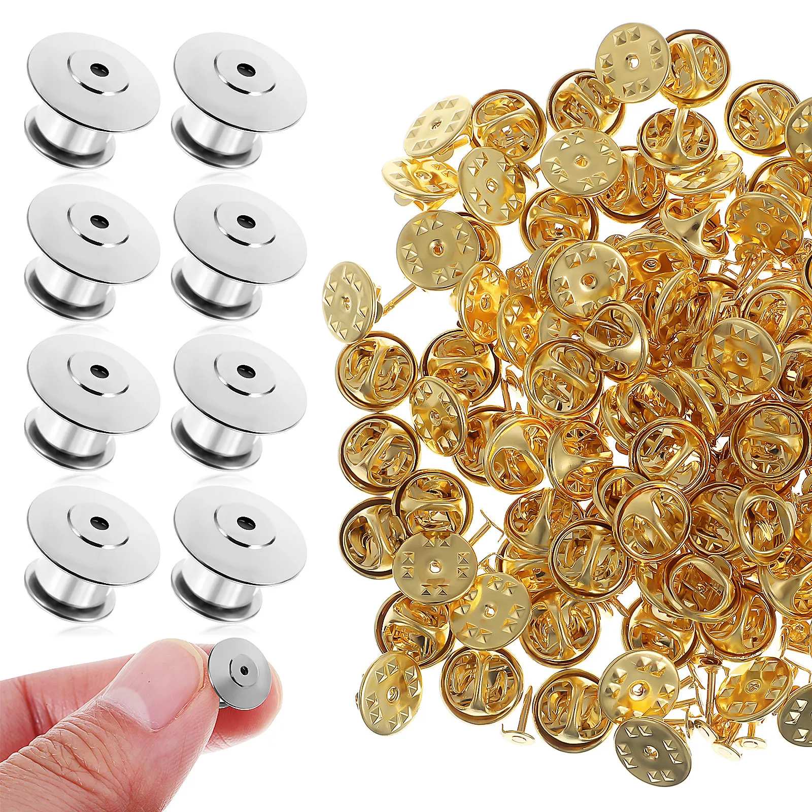 

120Pcs Copper Polished Locking Needle Backs for Brooches Hat Lapel Enamel Pins Craft Making Needle Back Replacement Clutch