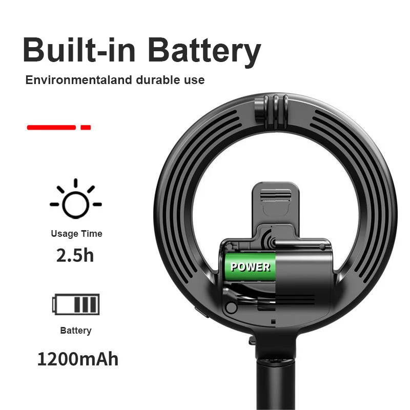 Mamen 90cm dobrável selfie vara tripé de telefone com led anel luz 1200mah bateria para streaming ao vivo maquiagem bluetooth compatível