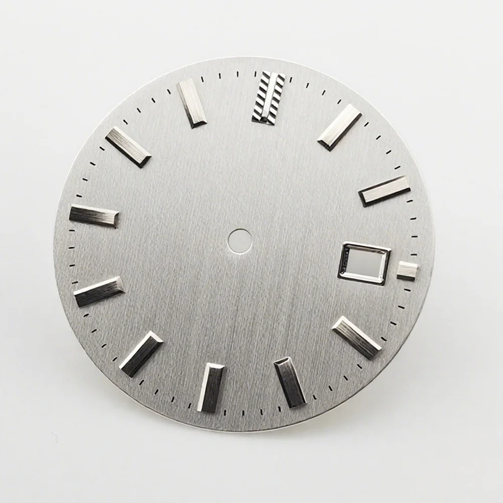 

For NH36 Dial Single Calendar Silver Nail Black/White/Army Green Watch Face No Luminous 32.5mm Watch Dial for NH35 Movement