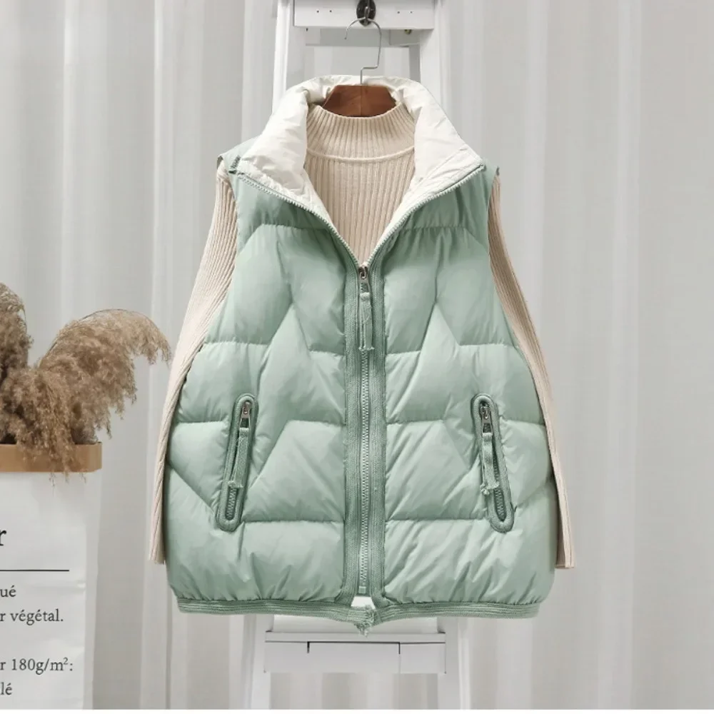 2024 New Winter Sleeveless Female Down Vest Duck Down Puffer Waistcoat Ultra Light Winderproof Outwear Gilet Down Jacket Women