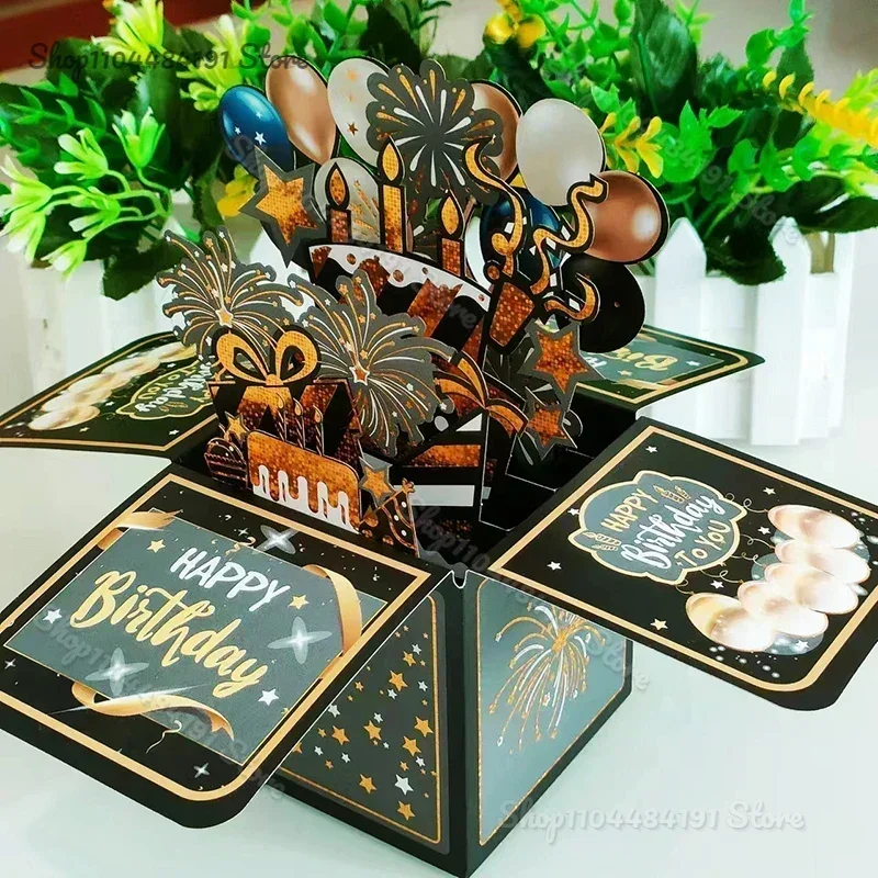 

New 3D Pop Up Happy Birthday Greeting Card Gift Greeting Cards For Birthday with Envelope Blessing Postcard Party Gifts