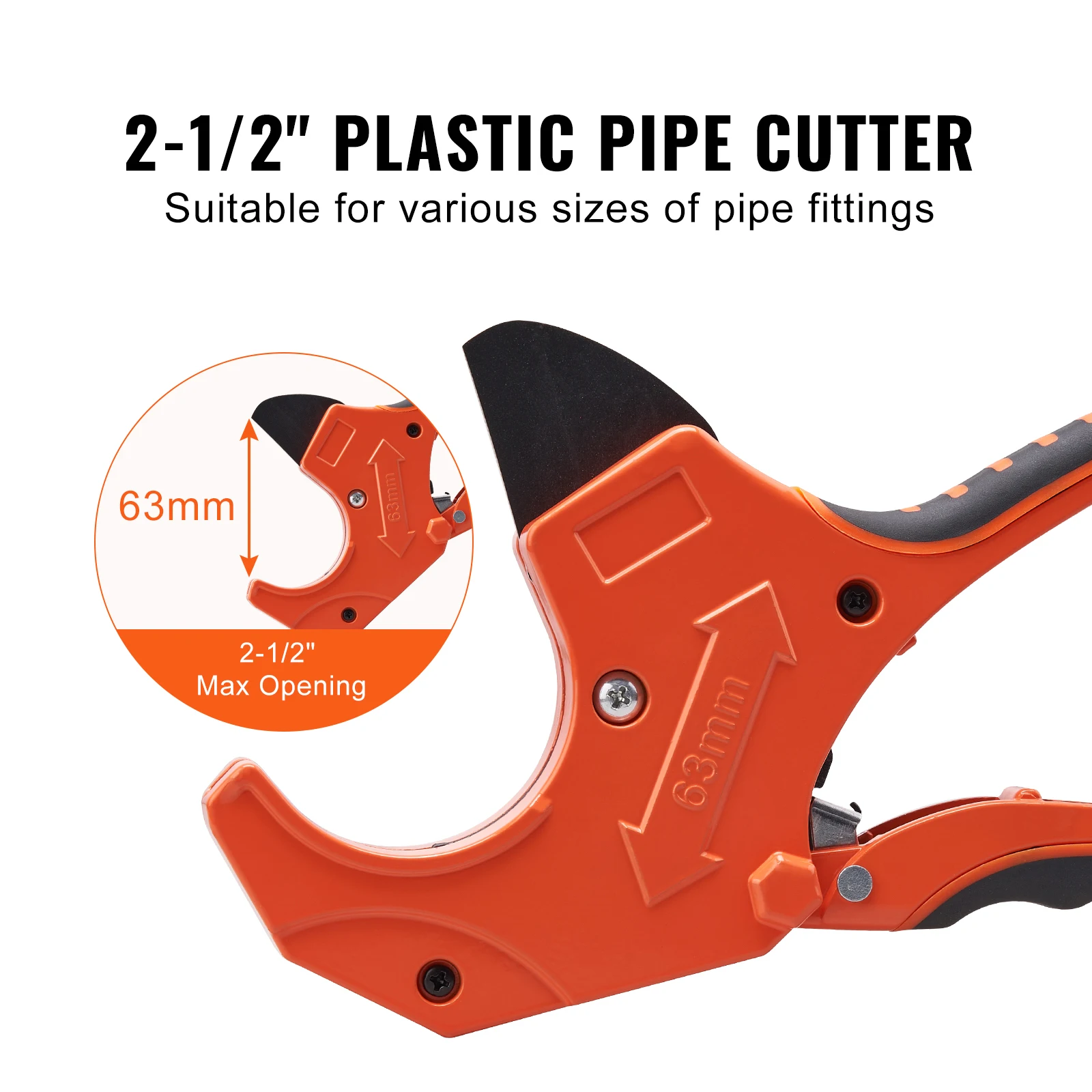 SucceBuy PVC Pipe Cutter Ratcheting Tube Cutter Heavy Duty Tube Cutting Tool with Spare SK5 Blade PVC PEX Rubber Plastic Hoses