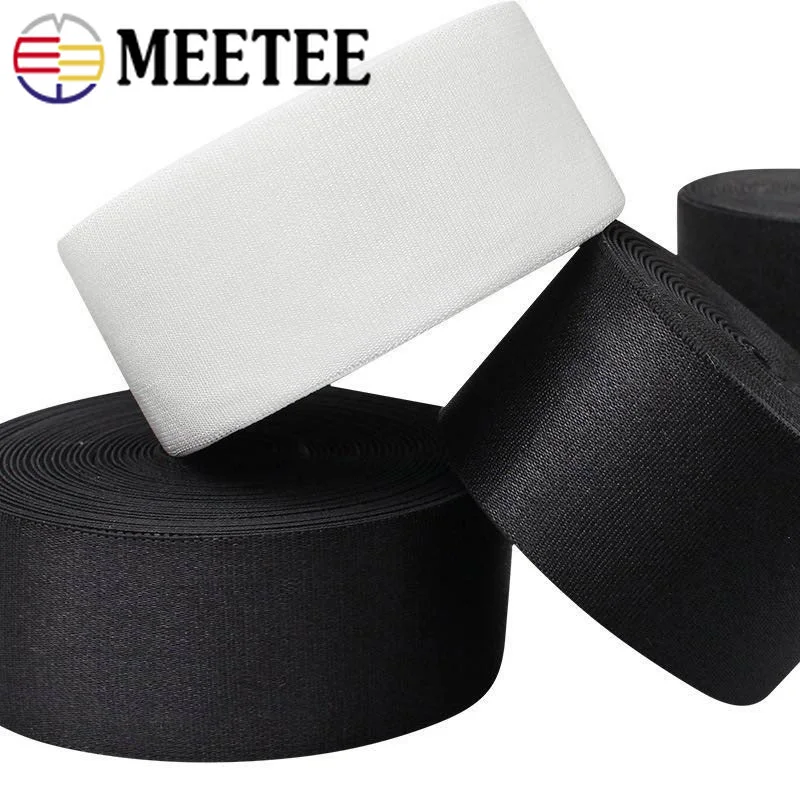 Meetee 10Meters 10-80mm Nylon Elastic Bands For Bra Underwear Shouder Strap Garment Decor Stretch Belt DIY Sewing Accessories