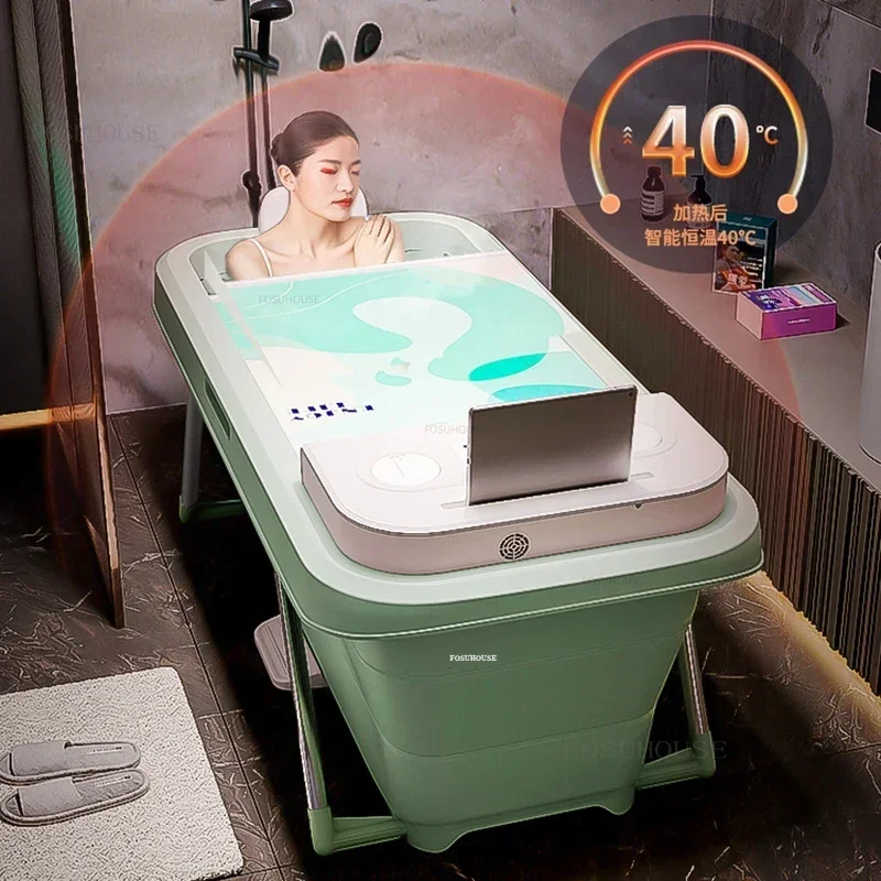 Portable Bathtub Adult Home Full Body Bath Bucket Foldable Spa Bathtub Automatic Heating Sweat Steaming Bucket Comfortable Bidet