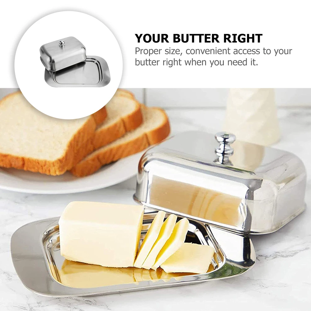 

Tray Stainless Steel Butter Box Keeper Dish European Style Holder Serving Silver