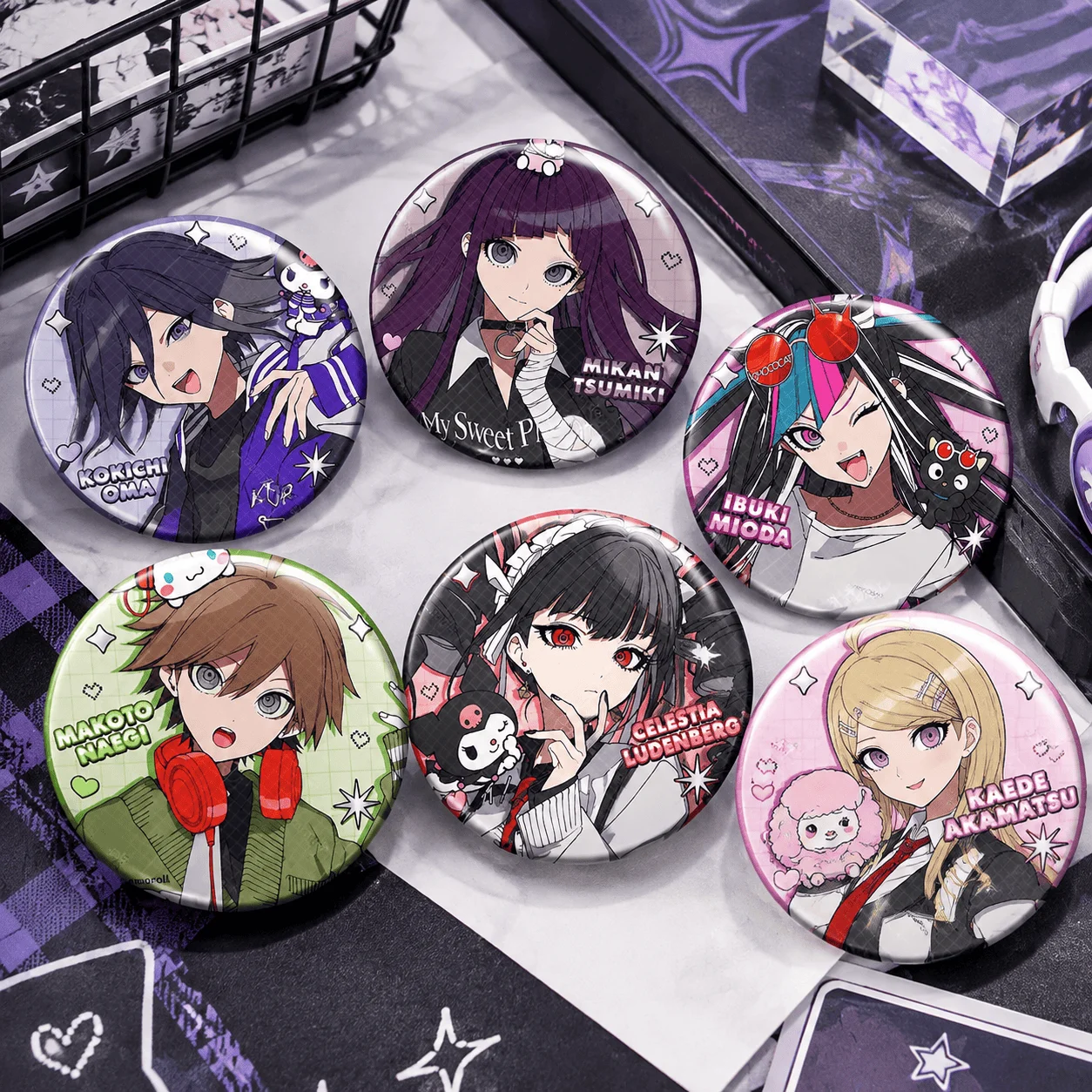 Danganronpa Round Brooch Makoto Naegi Kyoko Kirigiri Junko Pins Anime Peripheral Badge Accessories Lapel Jewelry keychain