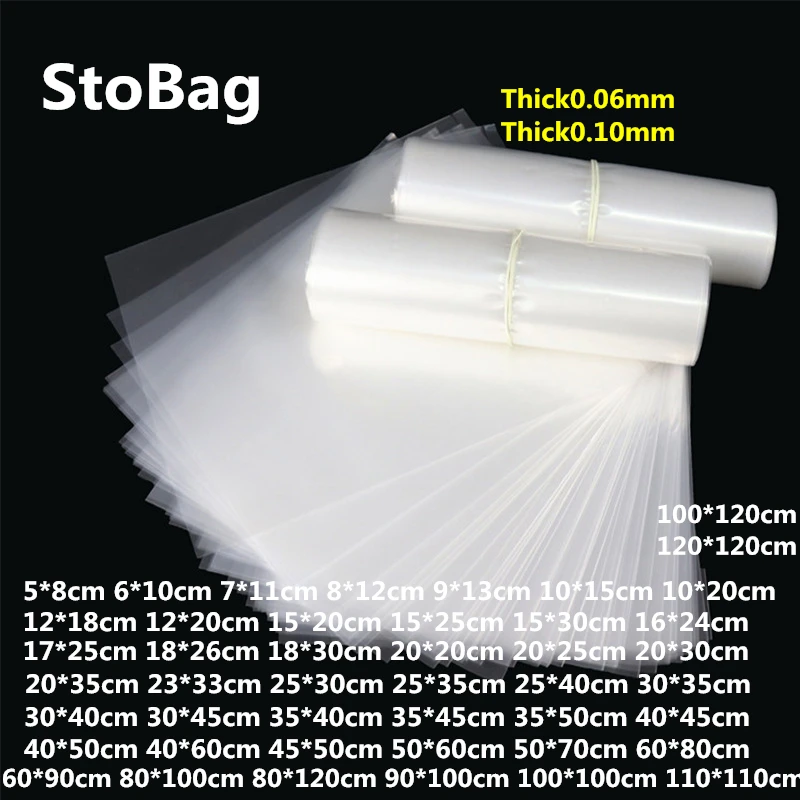 StoBag 100Pcs PE Top Open Bags Transparent Plastic Large Clear Waterproof Moisture-proof Sealed Gift Clothing Dustproof Pouches