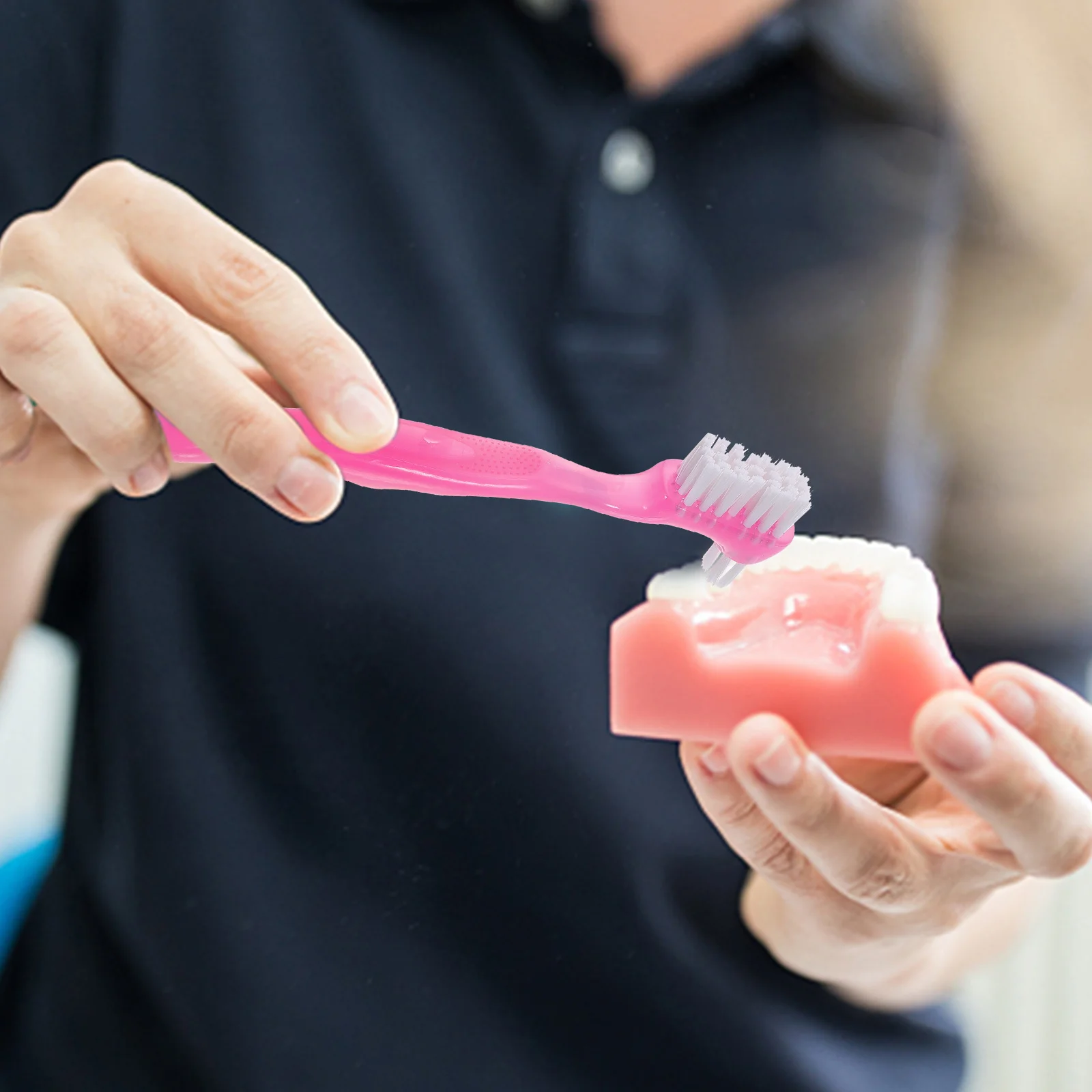 

4pcs Denture Brush for False Teeth Dual Toothbrush Braces Cleaning Tool Household Mini Brush Strong Cleaning Power