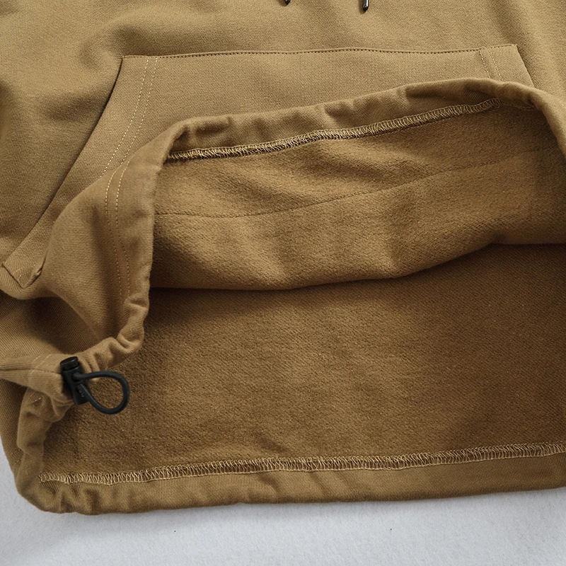 Autumn Winter Contrasting Color Splicing Hooded Sweatshirt Hem Drawstring Adjustment Pullover Light Fleece Jacket for Men