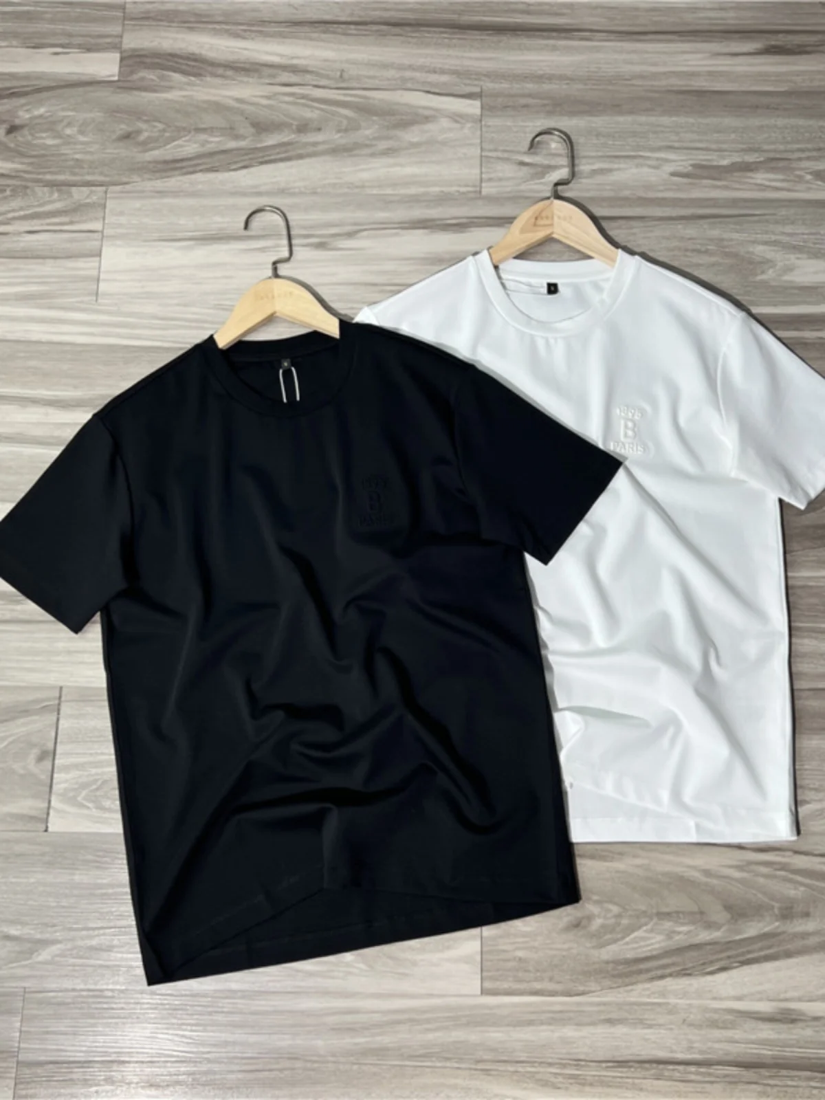 

High-End Cuser Exclusive! Simple Design Summer Silk Cotton ort Sve Men's Liquid Ammonia Mousse Cotton Color T-S...