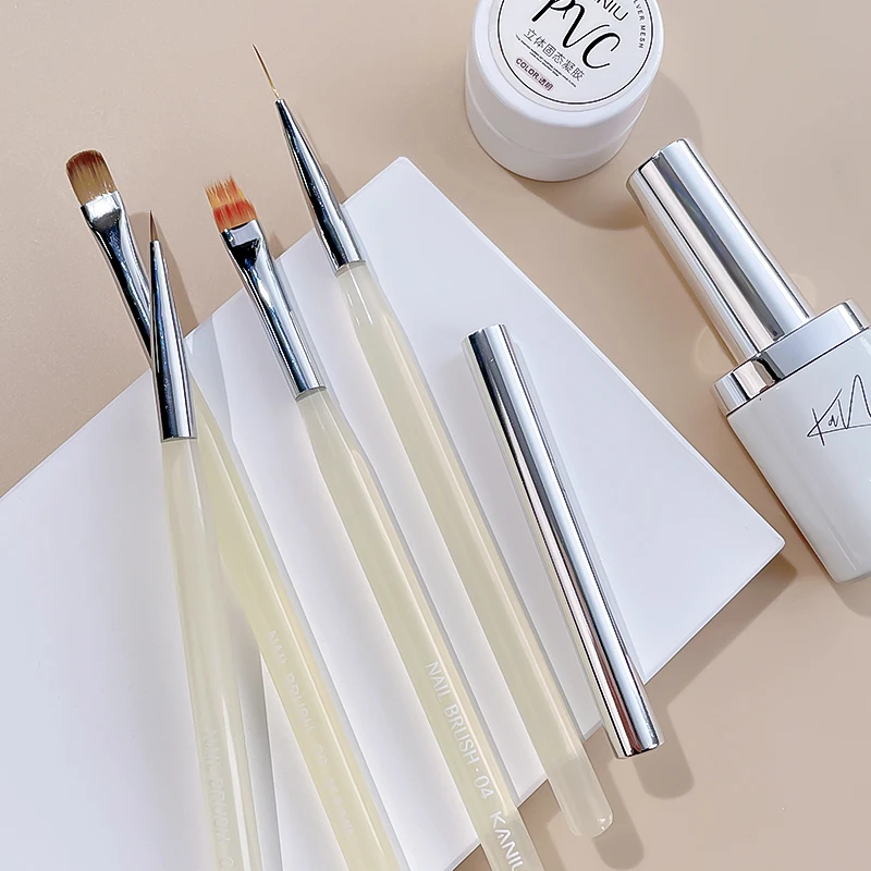 Professional Manicure Painting Brush UV Gel Brush Translucent Handle Nail Gel Brush For Nail Extension And Sculpting Nail Tools