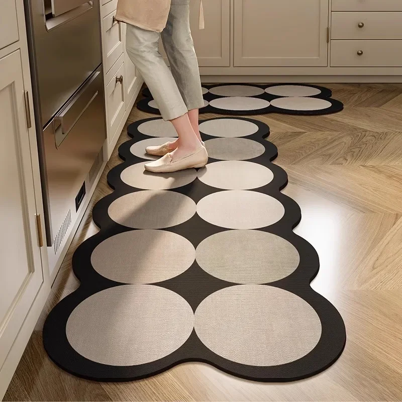 Kitchen Floor Mat PVC Leather Waterproof Oil-proof Easy Clean Rug American Retro Non-slip Irregular Shape Carpet Ковер Tapis 러그