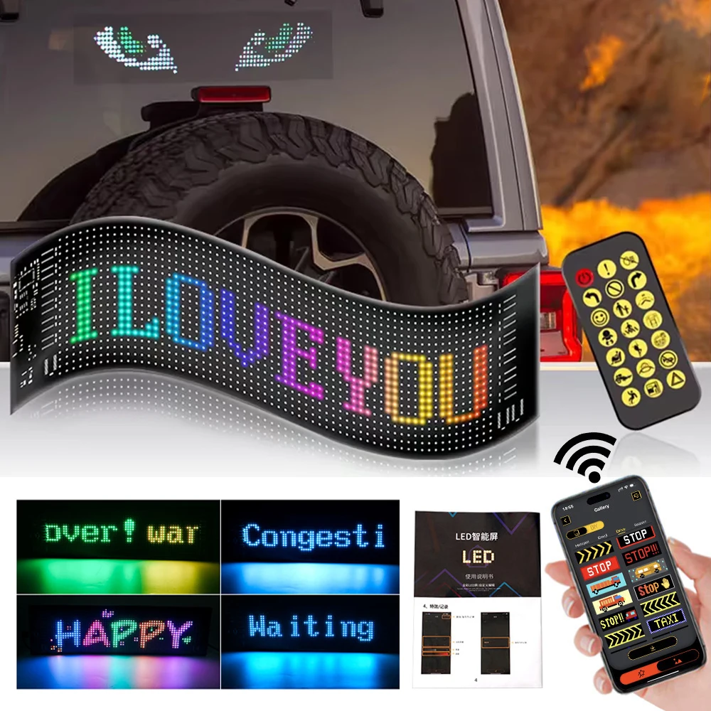 

LED Matrix Pixel Panel Scrolling Bright Advertising LED Signs Flexible USB Text Animation Display Car Sign Bluetooth App Control