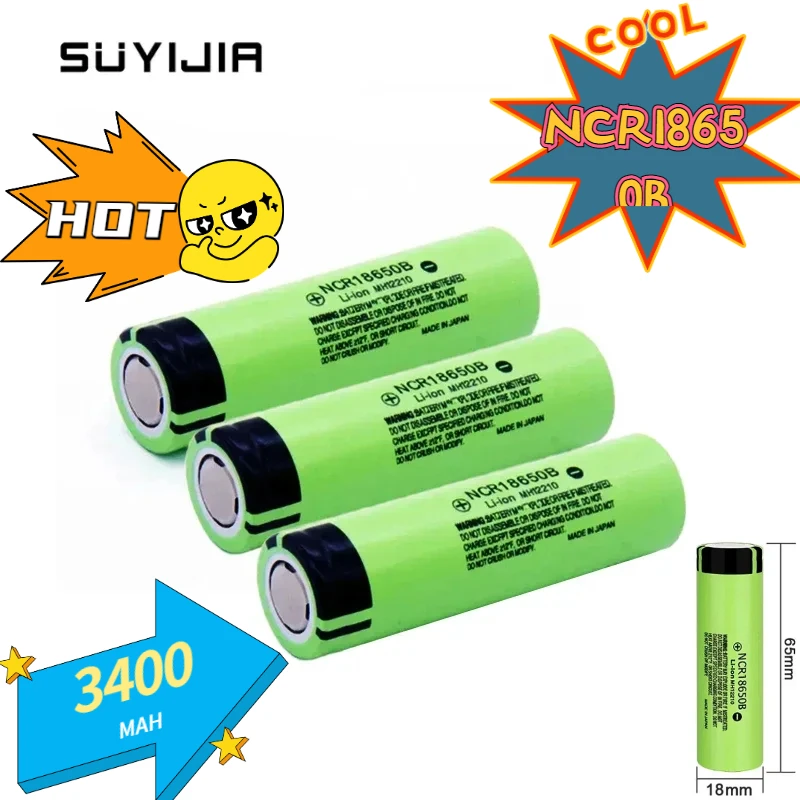 1-10PCS NCR18650B Actual Capacity Original 18650 Battery 3.7V 3400mah Lithium Rechargeable Batteries 18650 Cells Li-ion Bateria