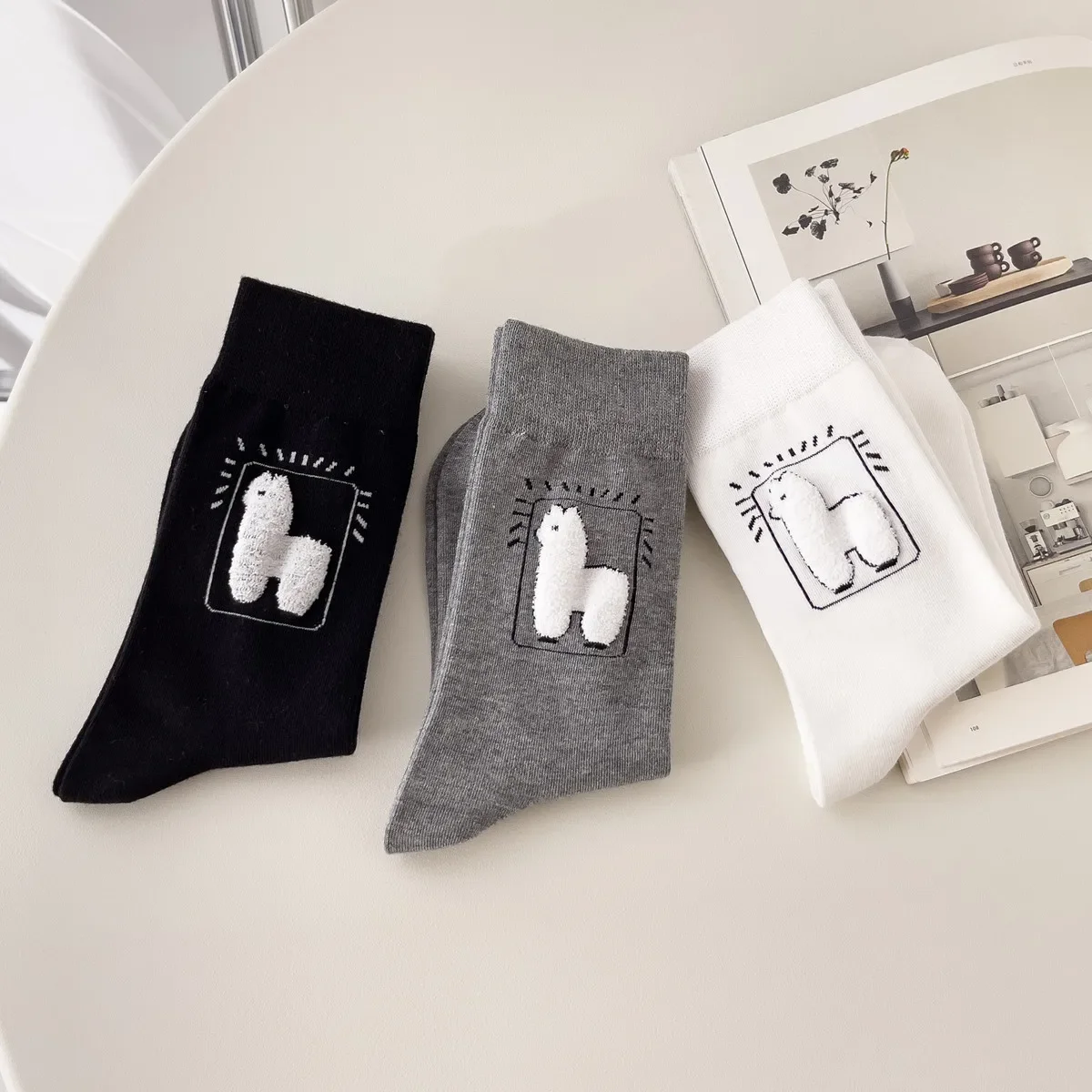 Cartoon Alpaca Women Lovely Socks Animal Cute 3D Hairy Alpaca Soft Cotton Socks Funny Sheep Unisex Hipster Sport Casual Sokken