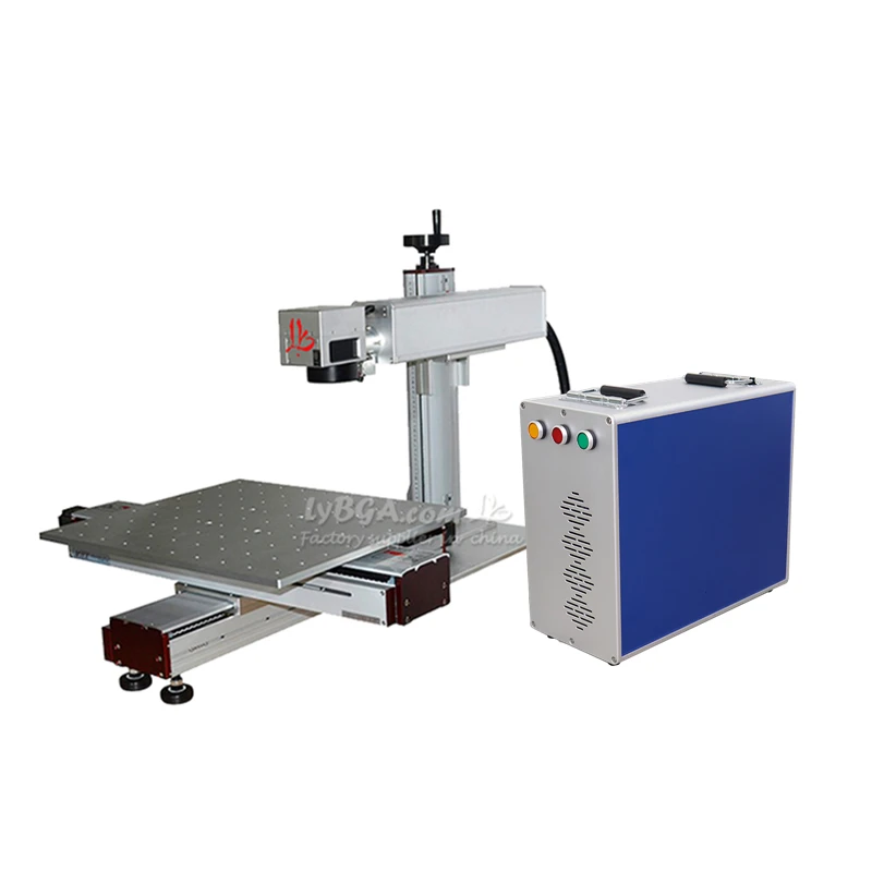 LY جديد ماكس Raycus 50 واط 100 واط 200 واط آلة التعليم بليزر الألياف مع انزلاق السكك الحديدية ودوران محور مجوهرات النقش المعادن الهواء كول