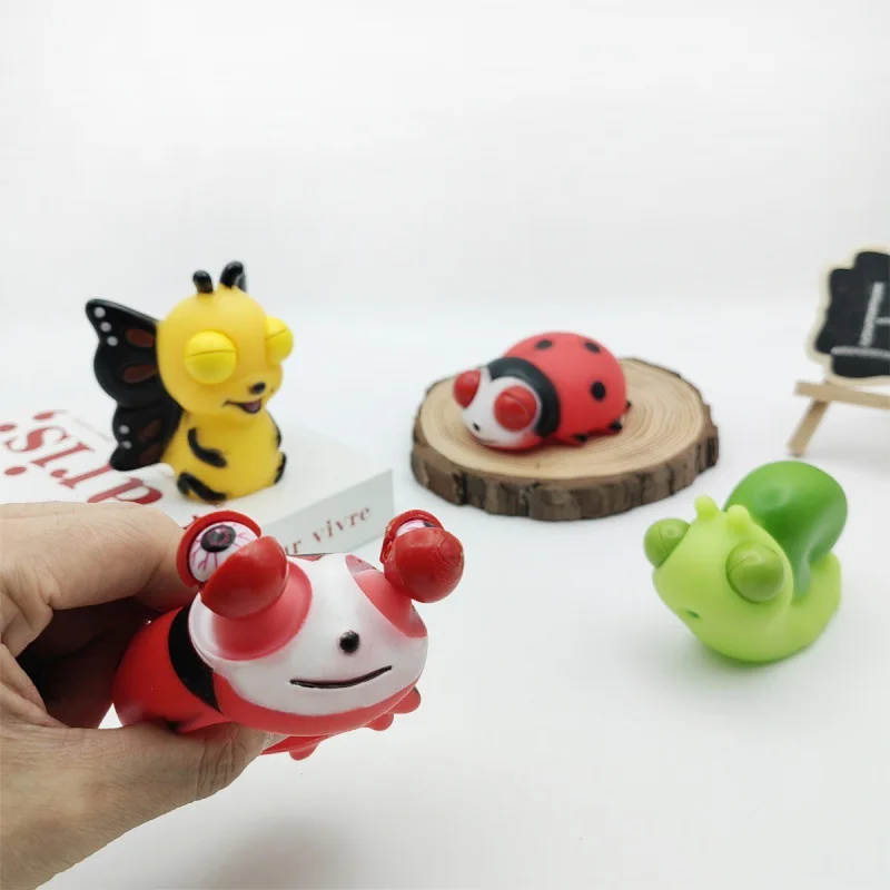 Creative Simulation Snail Ladybug Butterfly Pinch Music Fidget Toys Novelty Funny Eyeball Burst Squeeze Stress Relief Toys