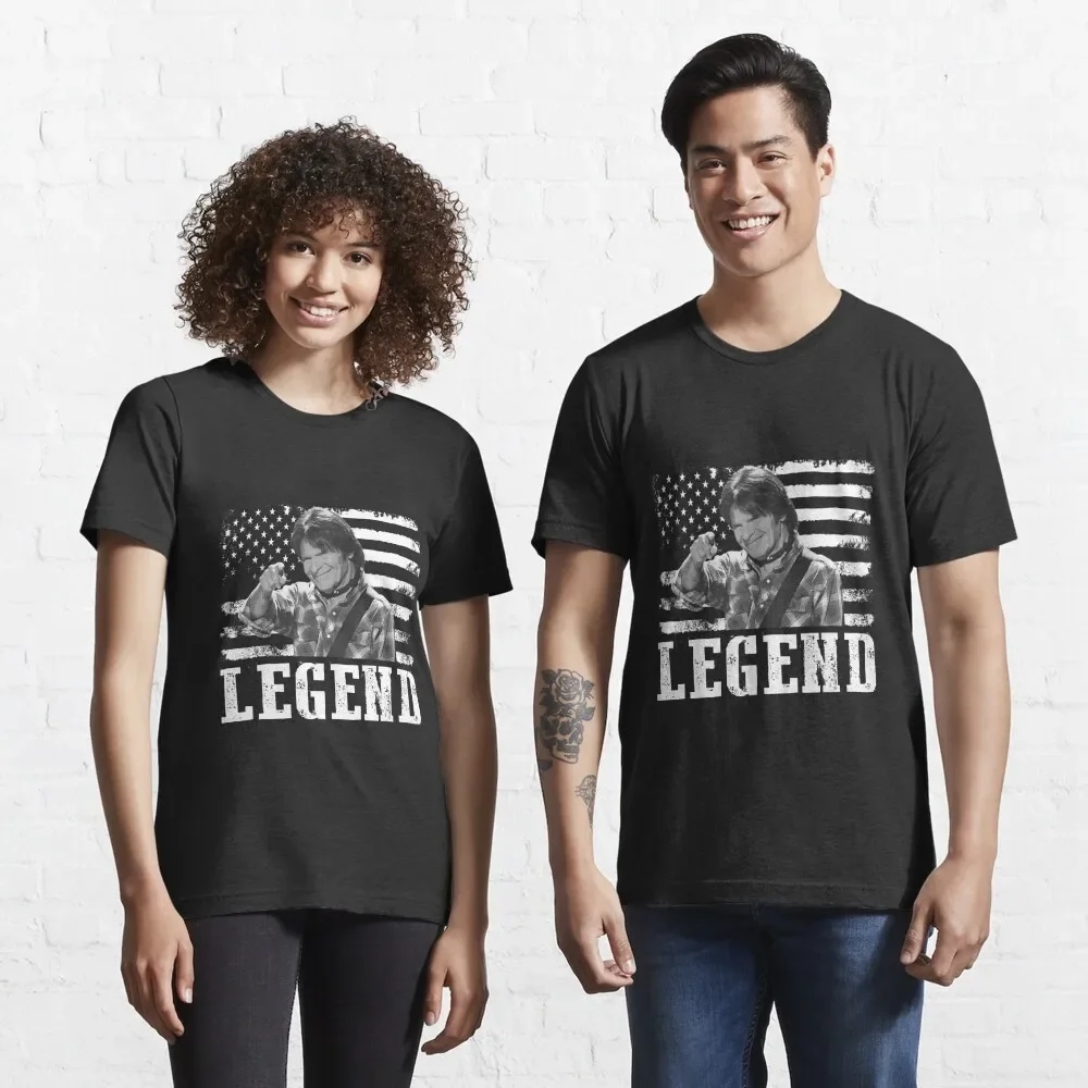 Distressed American Flag John Fogerty Music Legend Essential T-Shirt Casual Cotton New Arrival Fashions Couple's Cloths