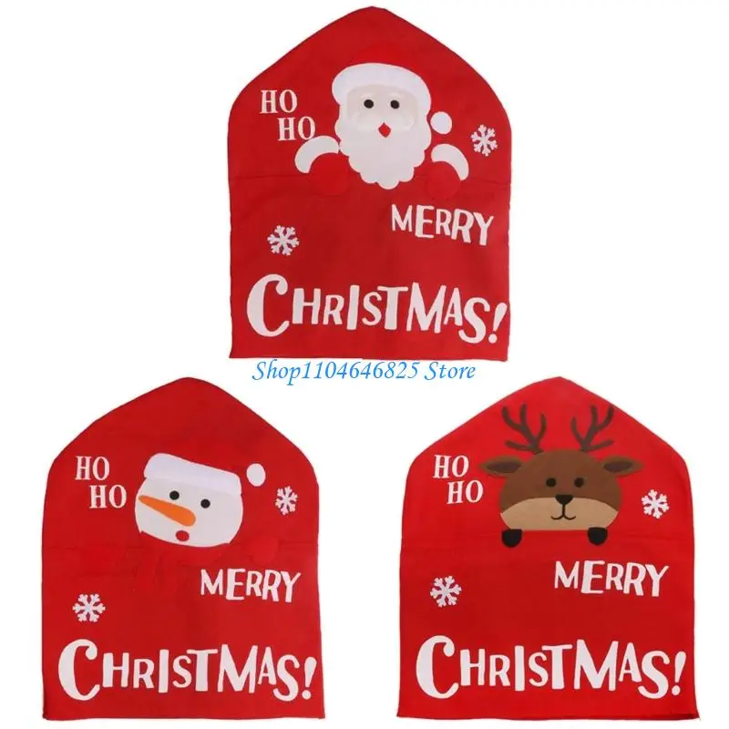 

Santa Figure Soft Chair Cover Smooth Fabric Christmas Decoration for Family Christmas Event
