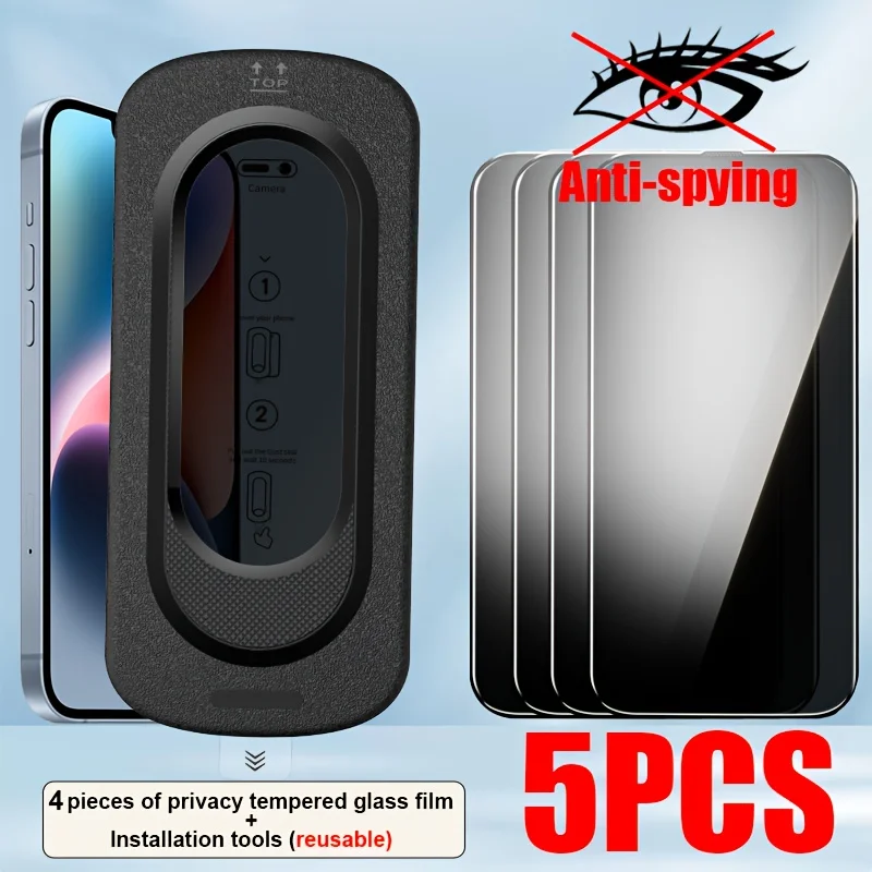 Displayschutzfolie für iPhone 16 Pro Max, gehärtetes Glas für iPhone 15 14 13 12 (4 Stück privacyglasfolie + wiederverwendbares Installationsset)