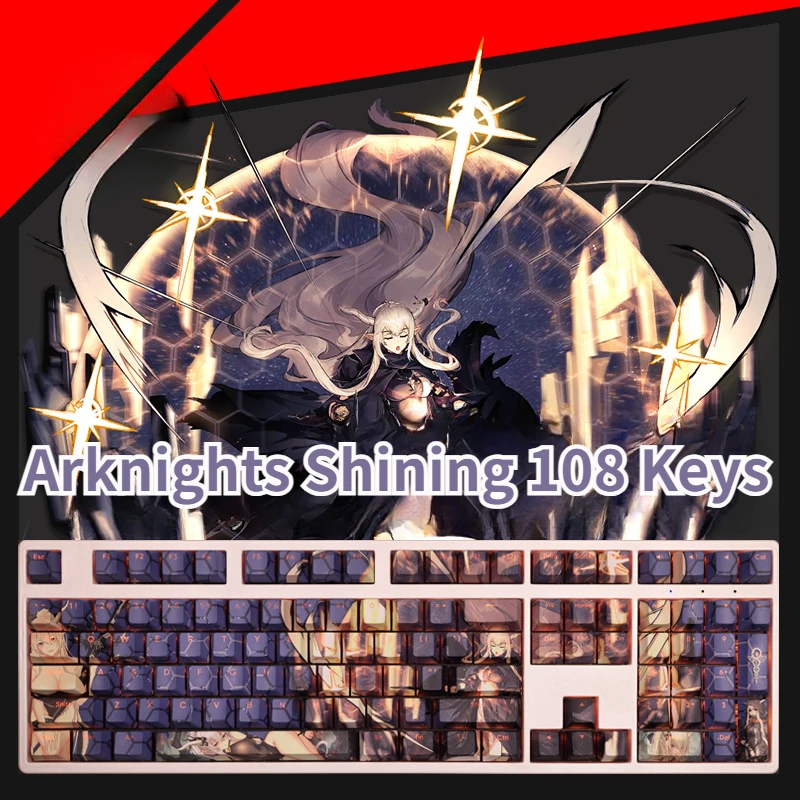 

Arknights Shining 108 Keys Anime game Keycaps RGB character translucency PBT Material Cherry Profile Mechanical Keyboard Caps