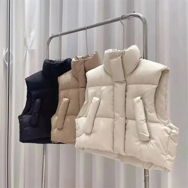 Autumn Winter Vest Women Thick Warm Down Vest Harajuku Loose Jacket Casual Outerwear Short Waistcoat Windproof Vests Coats