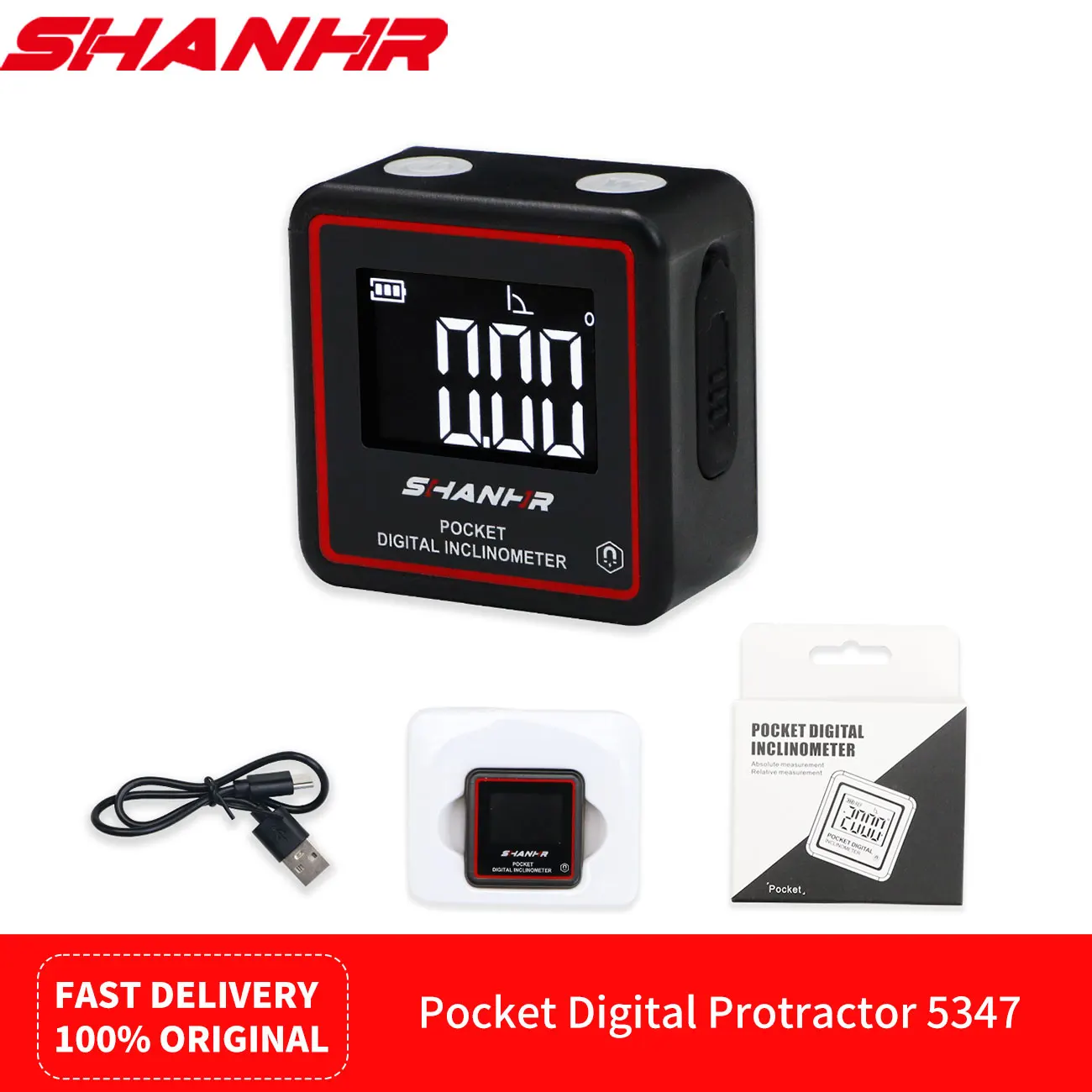 

SHANHR Pocket Level Box Angle Finder Woodworking Measuring Tool Strong Magnetic Angle Gauge,Table Saw Miter Protractor