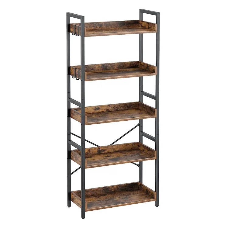 Industrial Style Vintage Storage Rack Multi-Layer Open Shelf Bookshelf Metal Standing Type Magazine Display Rack