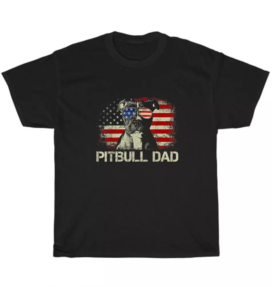 Pitbull Dad American US Flag Dog Pet Puppy Animal Lover T-Shirt Father High Quality 100%Cotton Short Sleeve