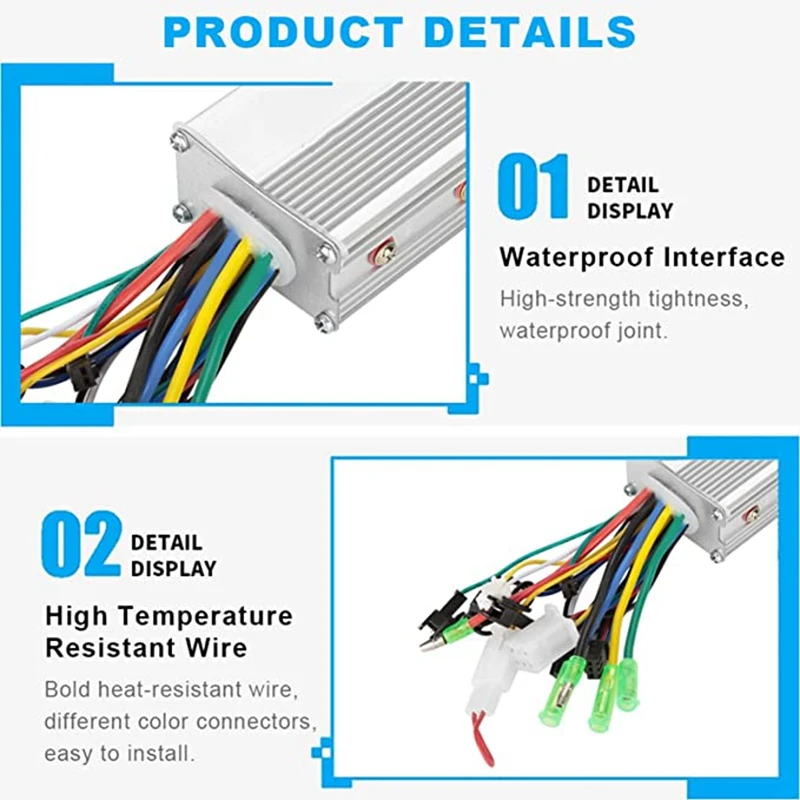 

ABKG Pro Electric Motor Controller, 36V/48V 350W Brainpower Motor Controller for Electric Bicycle Scooter