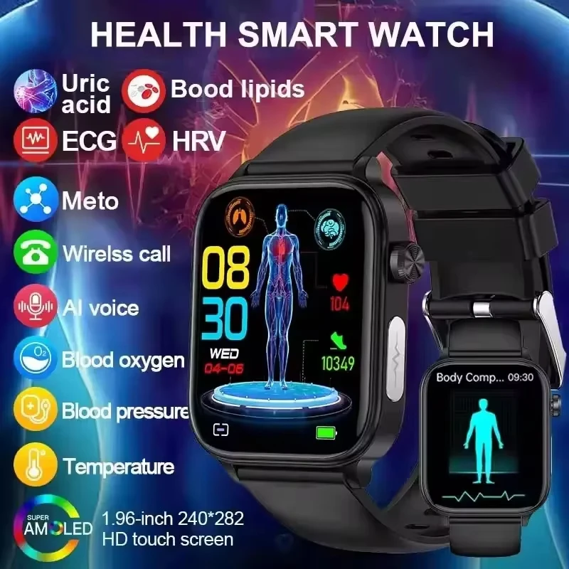 

Новые смарт-часы 2026 года с ЭКГ+ППГ и HRV для мужчин и женщин: мониторинг липидов крови, мочевой кислоты, сна, физического здоровья, Bluetooth-звонки
