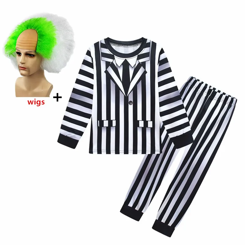 فستان الهالوين ليديا ريد رعب شبح العروس التأثيري للفتيات والأولاد B-Beetle Juice 2 أزياء لعب الأدوار بنمط أسود وأبيض