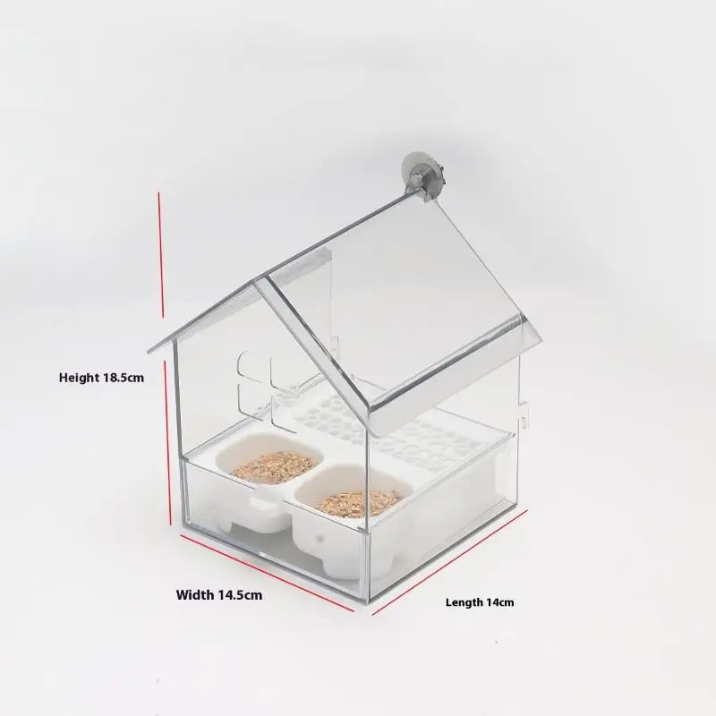 【E】Opknoping Papegaai Feeder Voorkomen Verstrooiing Vogel Voerbak Multifunctionele Vogelbad Parkieten Bad Vogelkooi Accessoires