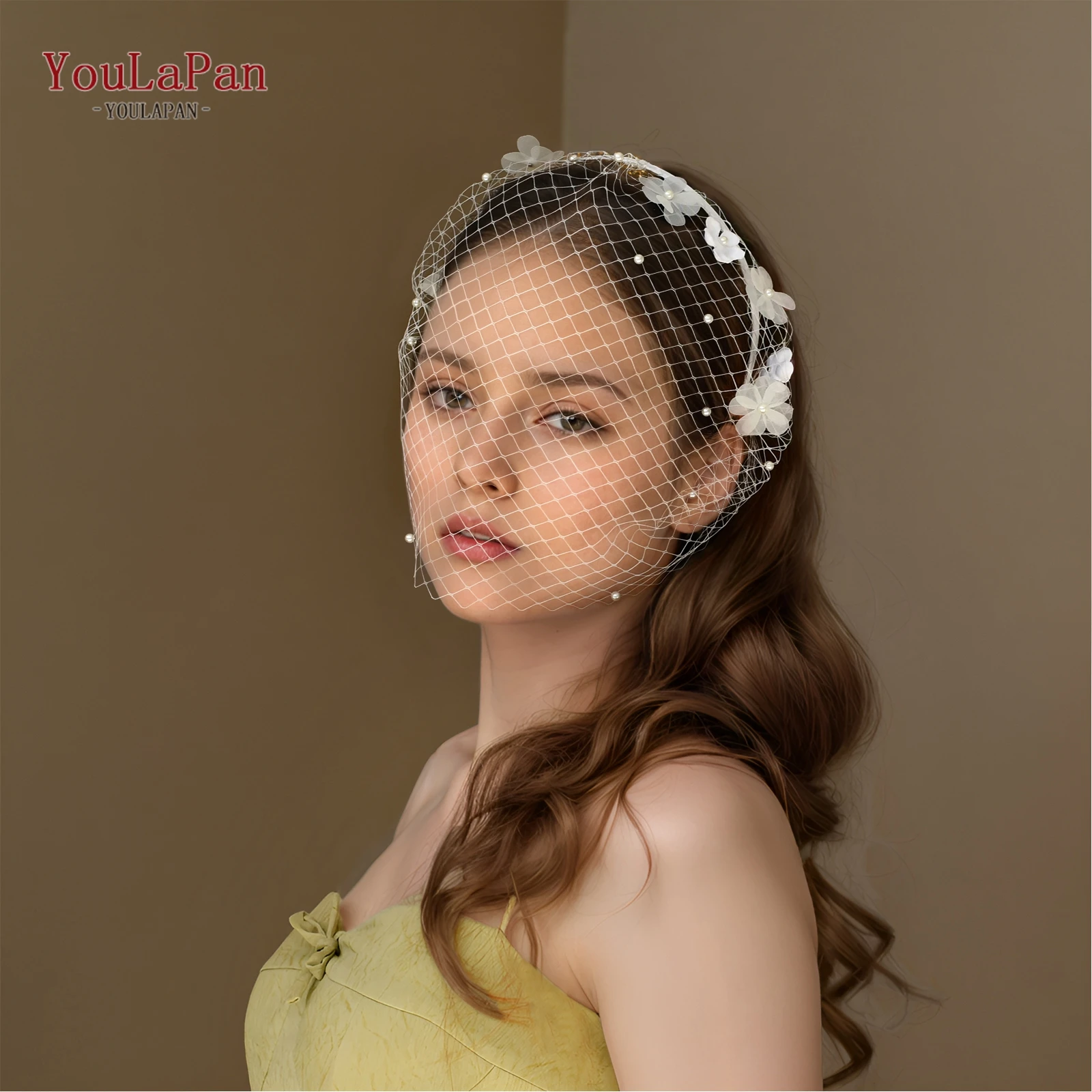 TOPQUEEN Wedding Flower Tiara Headband 3D Flower Elastic Hairband Bridal Wedding Gift Facial Dress Up VA27