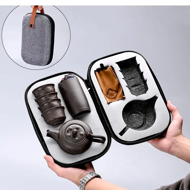 

Фиолетовый песок, набор чайных горшков, чайный сервиз для туризма кунг-фу, чайная чашка, коробка, церемония, китайский уличный набор/дома, подарки