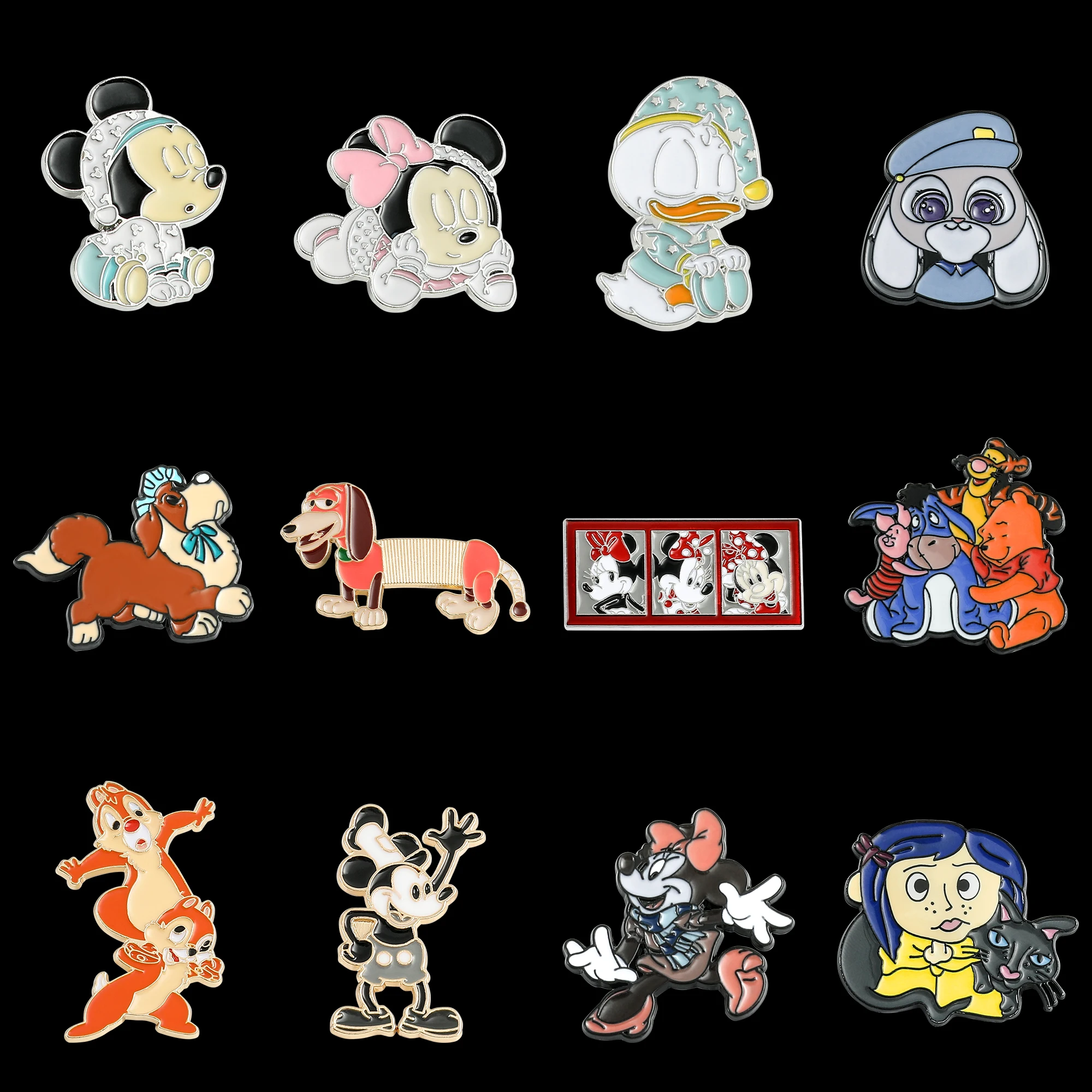 Disney Classic Anime Cartoon Figure Enamel Brooch Lotso Bear Mickey Mouse Judy Hopps Button Badge Jewelry Lapel Pins Accessories