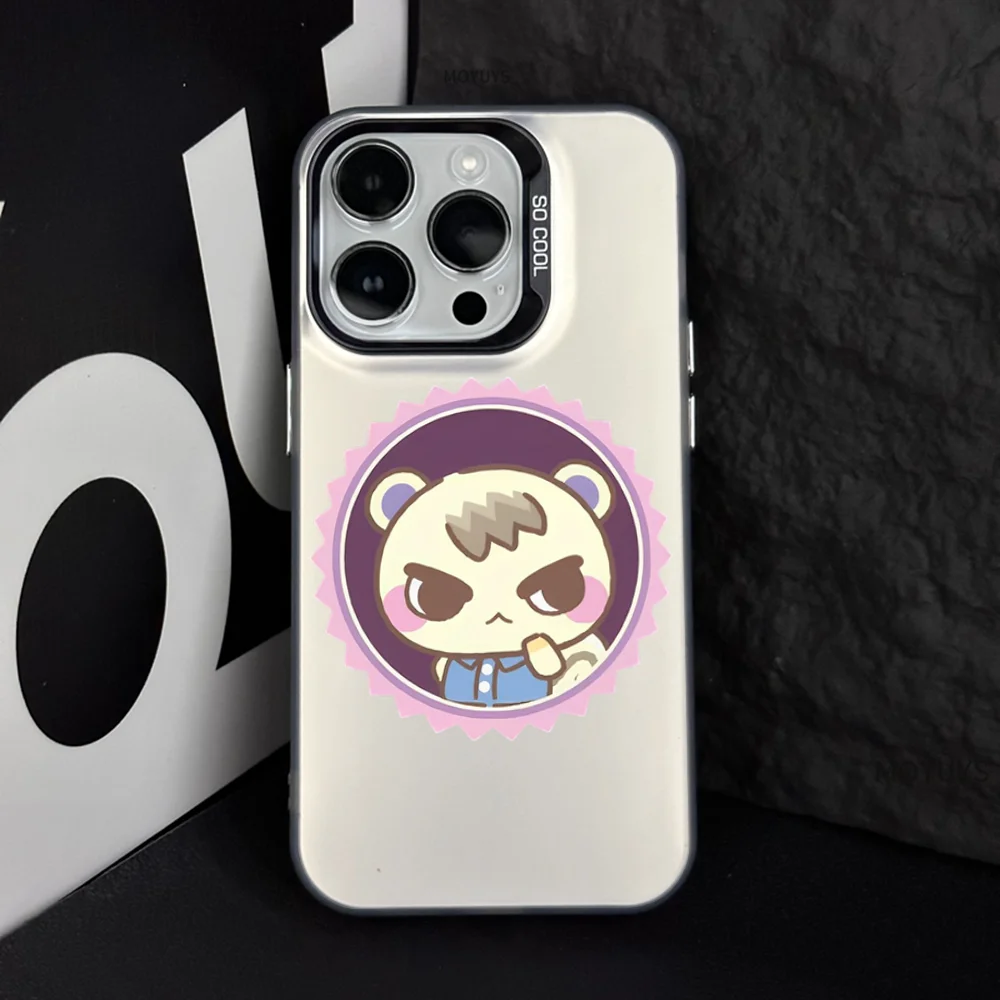 A-AnimalS C-crossing Phone Case IMD Color Silver Shell For IPhone 16 15 14 13 12 11 X XR Pro Max Plus