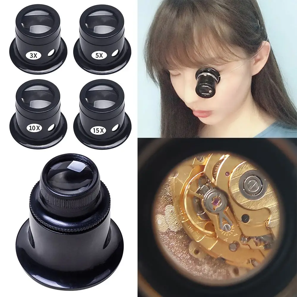 Professional 3X 5X 10X 15X 20X Mini For Watchmakers Jewelers Eye Loupe Monocular Loop Magnifier Magnifying Glass