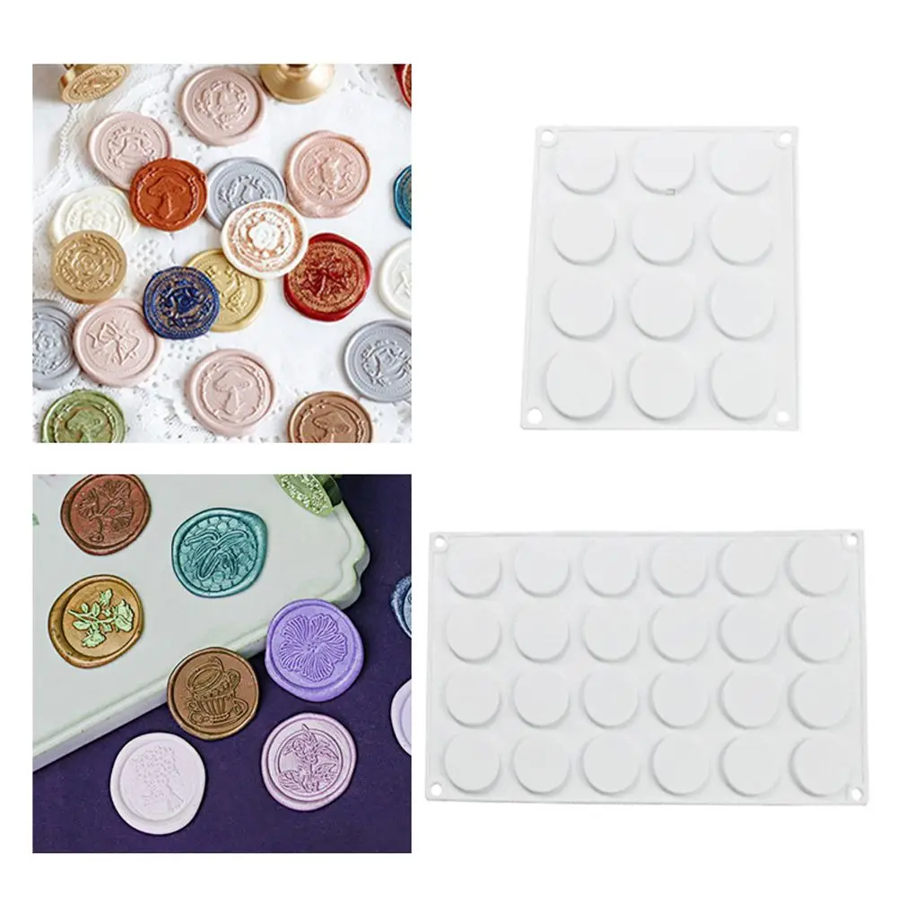 4/12/24pcs Pastry Decoration 3D Circle Shape Wax Stamp Mold Silicone Mold Transfer Sheet Round Stencil