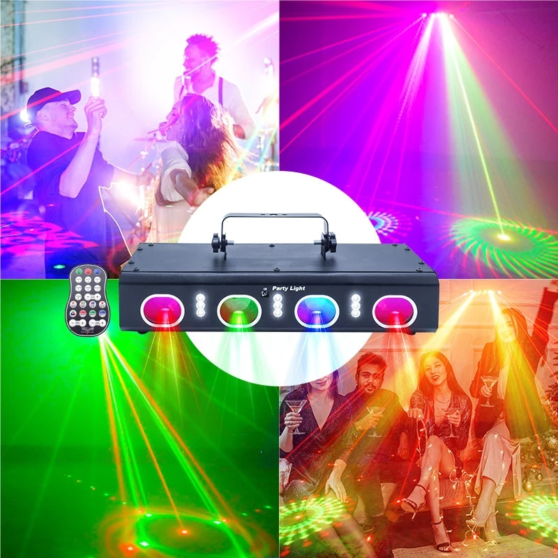 DJ Party Light Disco Strobe 3D Pattern Beam Laser Rotating Sound Controlled Light LED Bar Dance Hall KTV Birthday Stage Effect