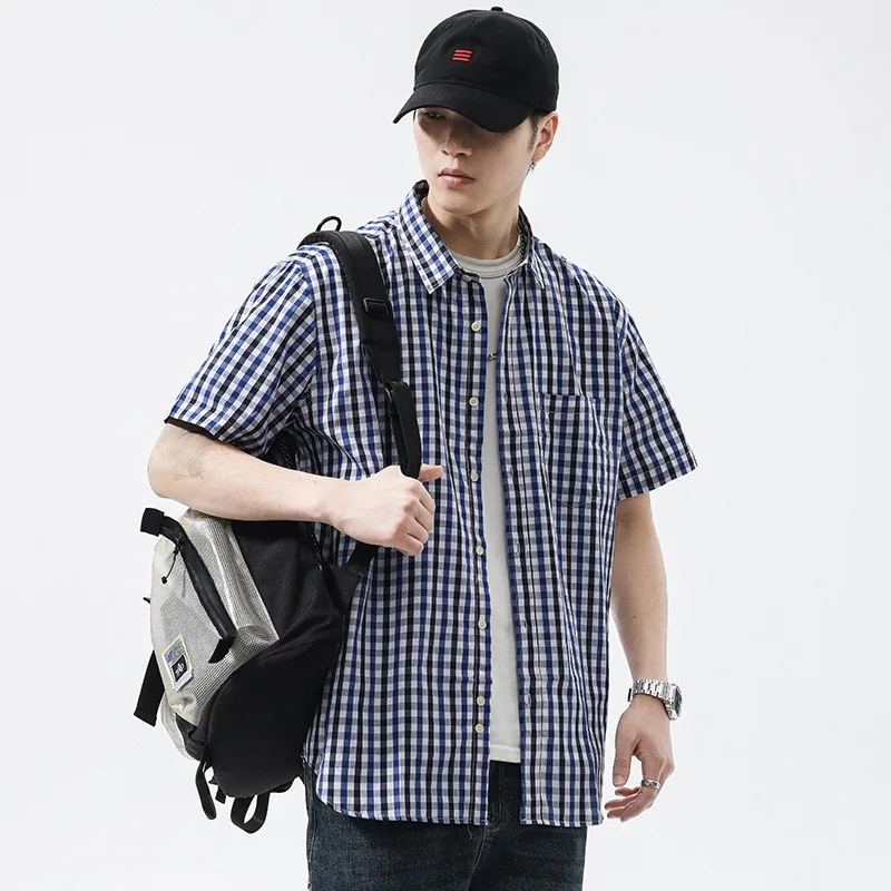 100% Cotton 5XL 6XL 7XL 8XL 12XL Men's Plus Size Shirts Fashion Casual Classic Style Comfortable Plaid Short Sleeve Shirt Male