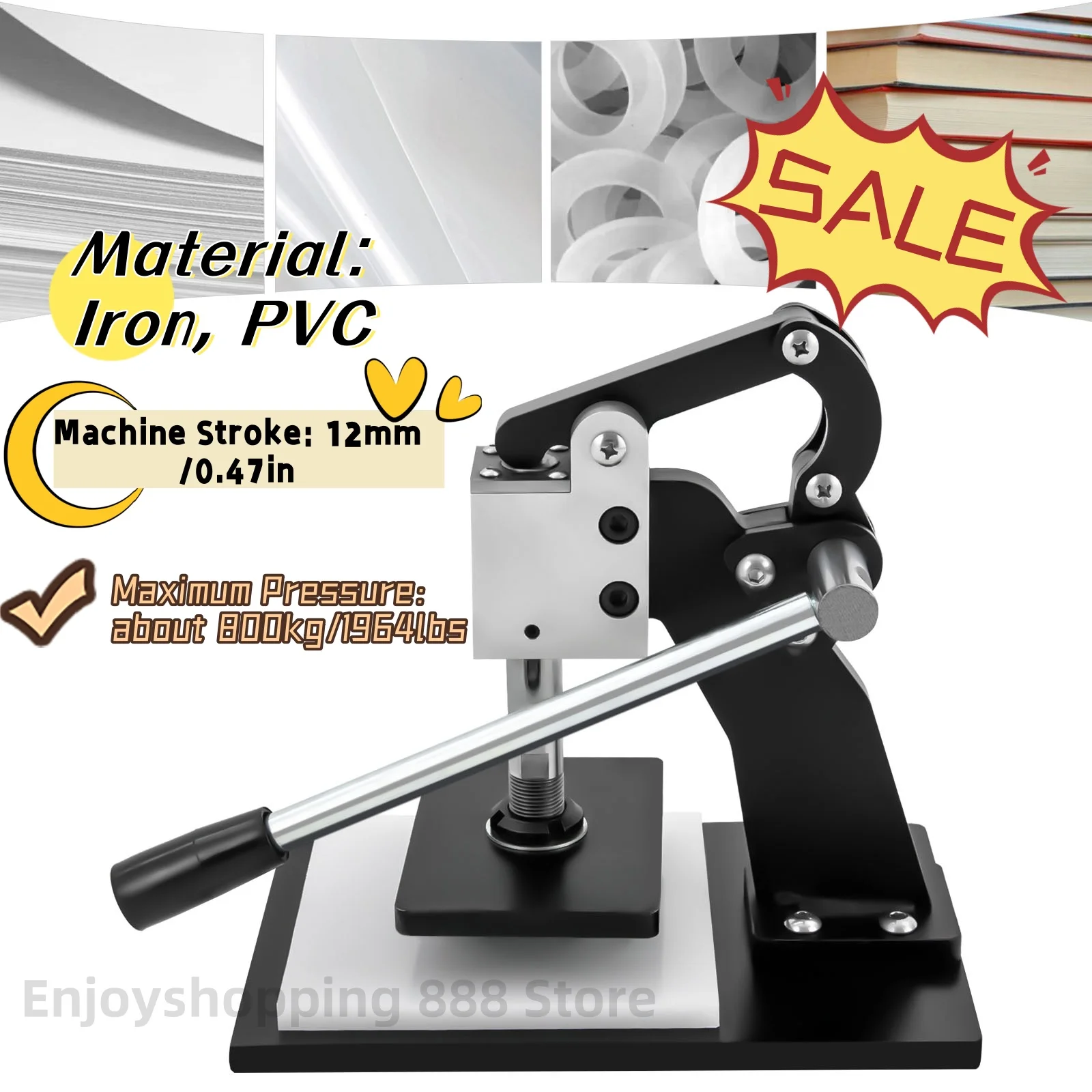 Leather Cutting Machine Mold Hot Stamping Machine Manual Press Punch Tool with PVC Pad