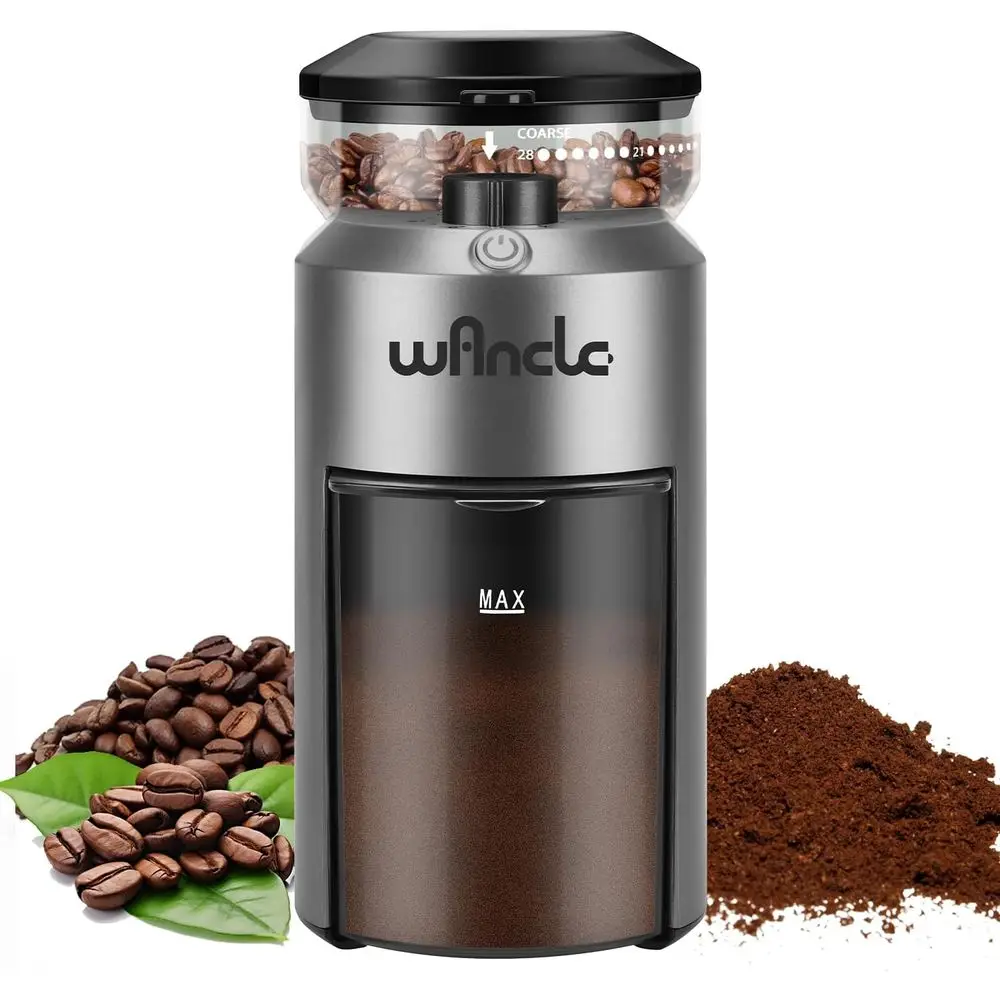 

Electric Burr Coffee Grinder - Adjustable Burr Mill with 28 Settings - 12 Cups - Proportional Coffee Bean Grinder - Grey
