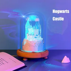 DIY Three-Dimensional Hogwarts Castle Paper Carving Lamp Creative Little Night light Home Decorations Toys for Children Gift